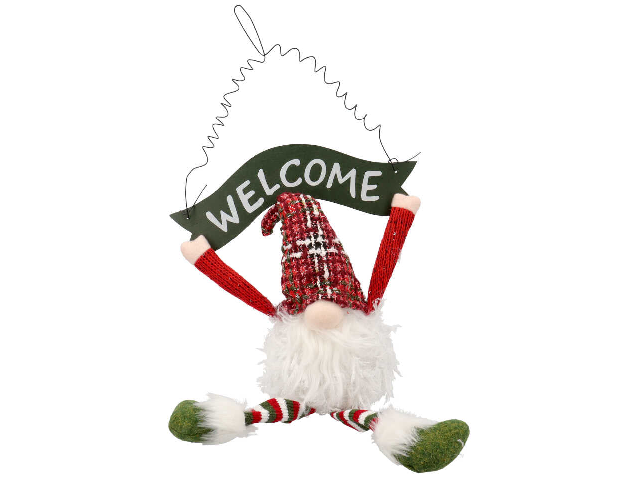 dietroporta welcome con babbo natale h.29cm con luce bianco calda