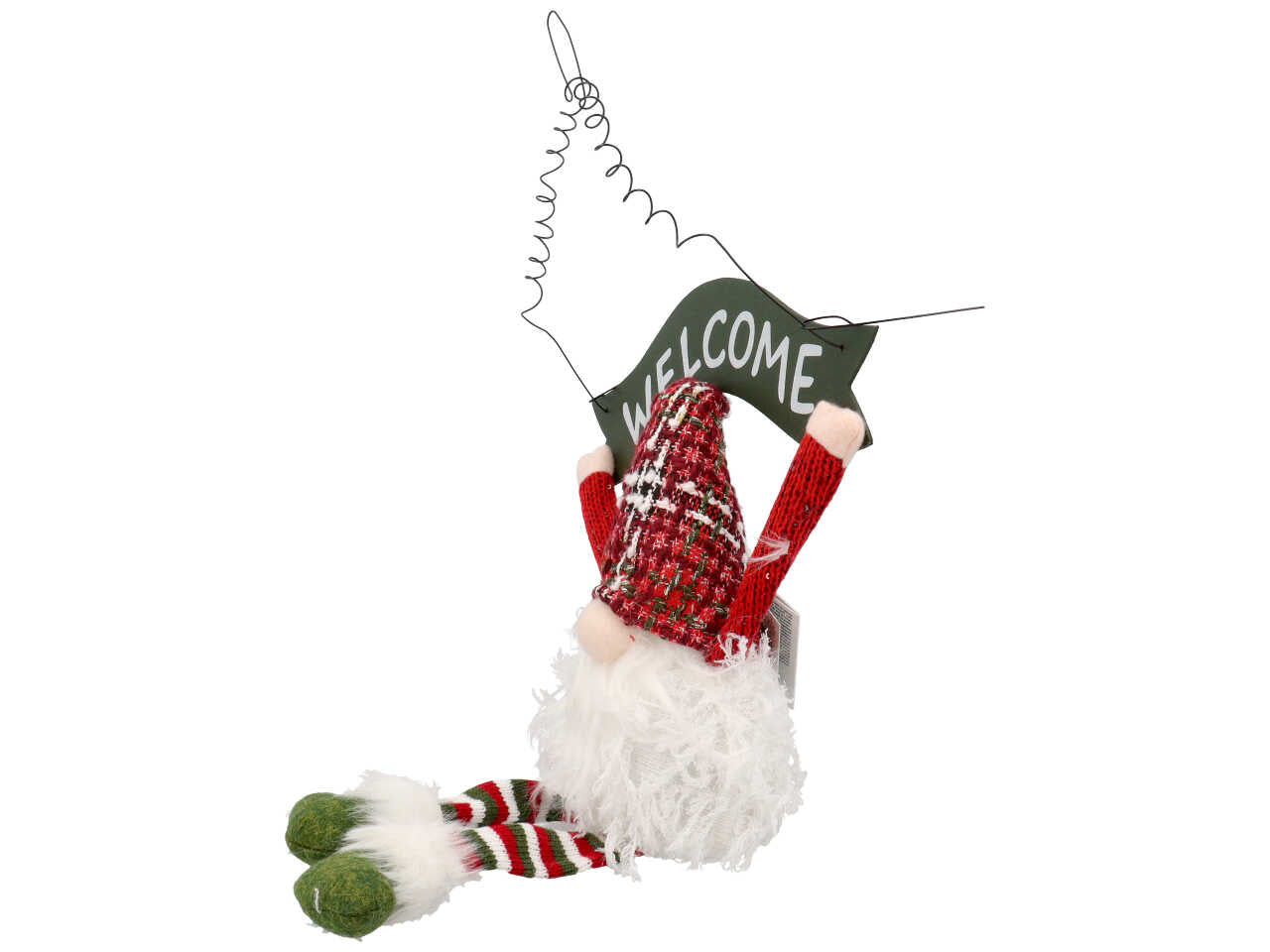 dietroporta welcome con babbo natale h.29cm con luce bianco calda