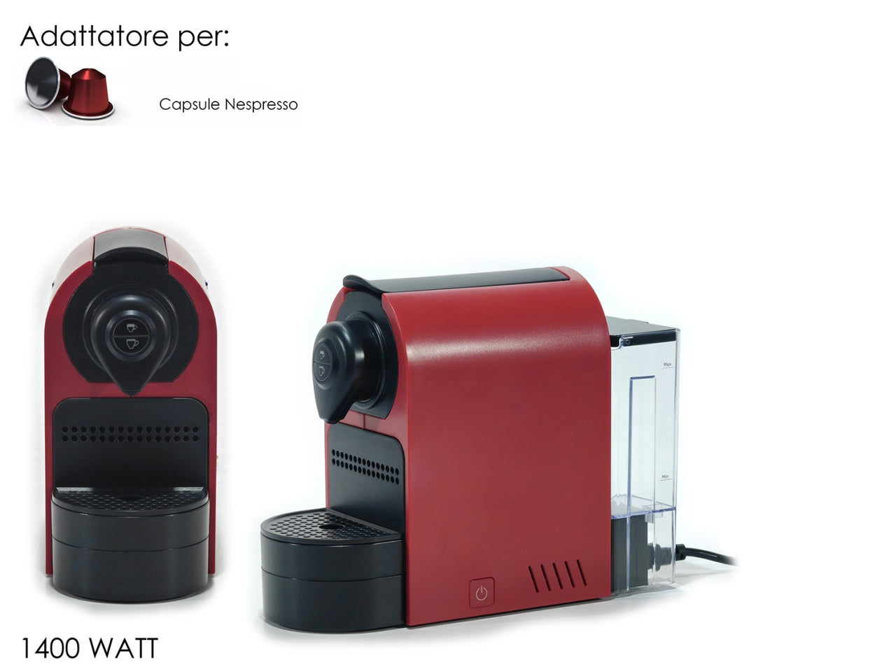 Macchina per il caffe' 1400w colore rossa