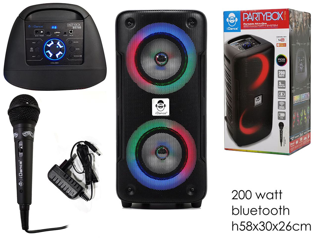 Karaoke con microfono e luce multicolor