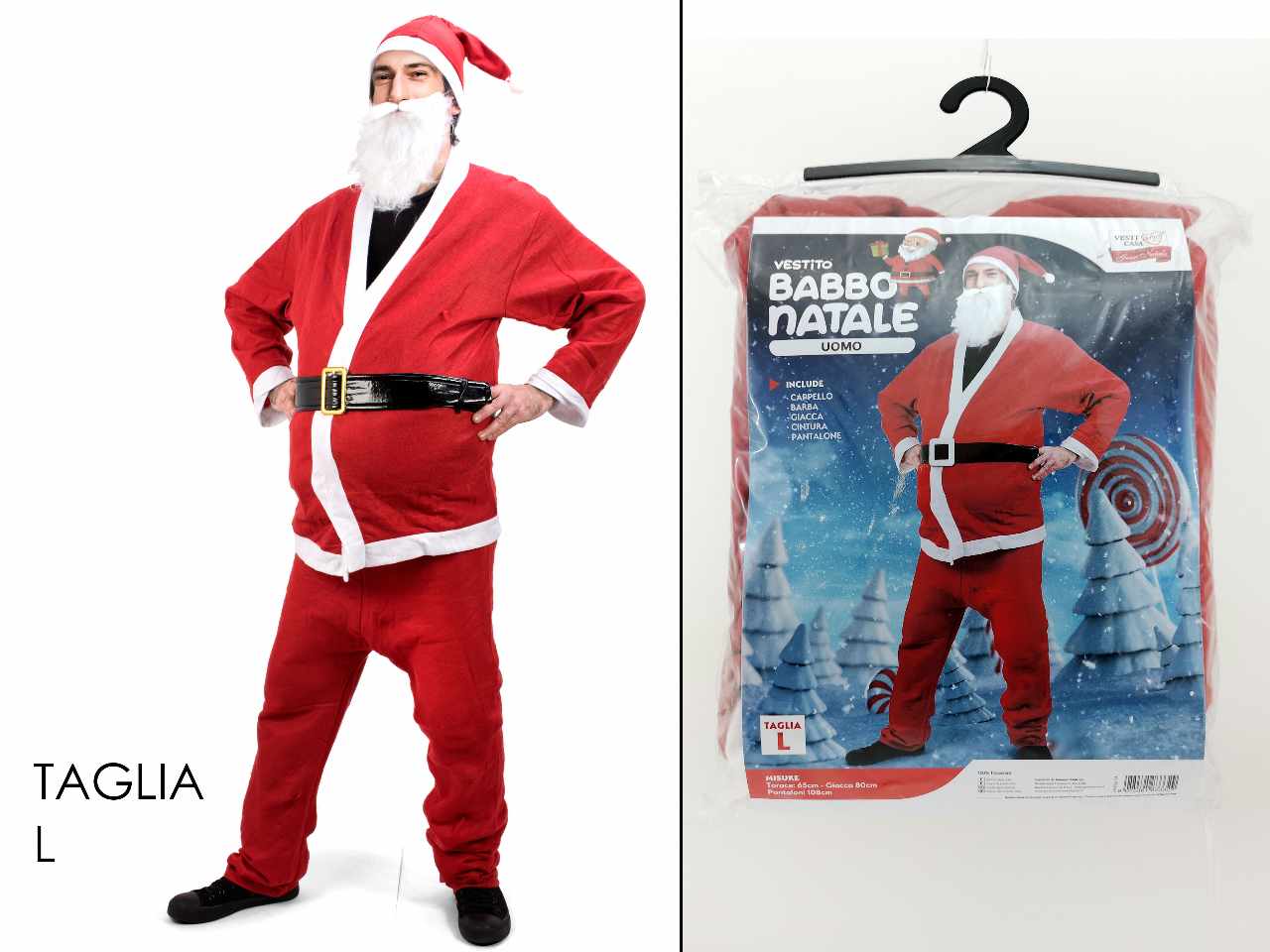 vestito babbo natale uomo taglia l