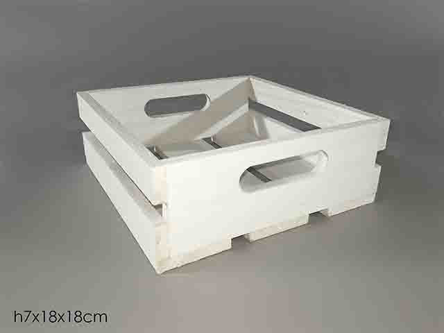Cassetta legno bianco 18x18x7cm 639422b