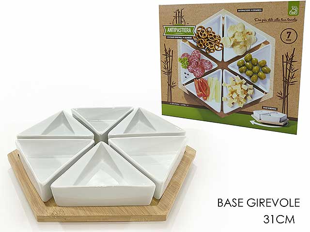 Antipastiera c/base bamboo 4 pezzi 635786