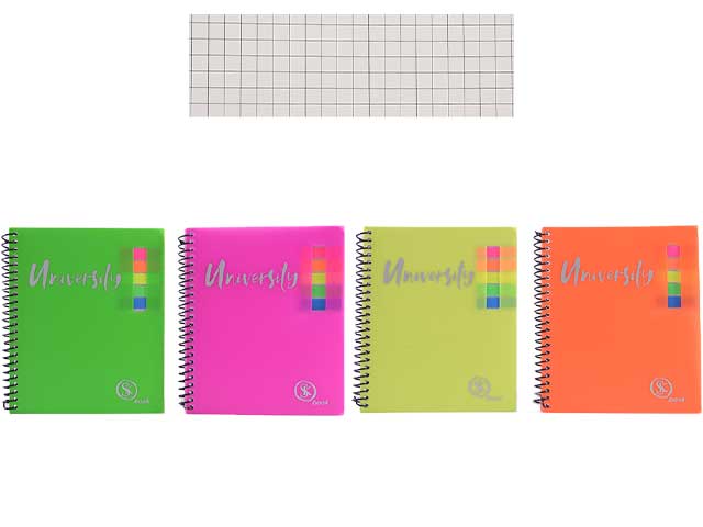 quaderno a quadretti spiralato a5 quadretti 5m colori assortiti fluo 148x210 mm