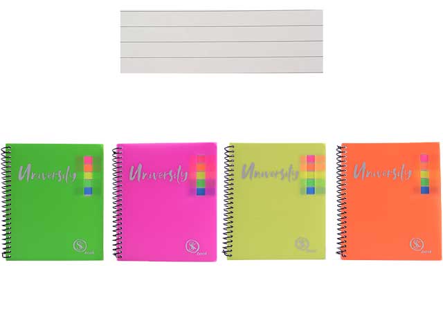 Quaderno a righe spiralato A5 rigatura 1 rigo colori assortiti fluo 148x210 mm