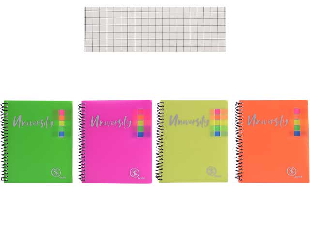 Quaderno a quadretti spiralato maxi A4 quadretti 5M colori assortiti fluo 210x297 mm