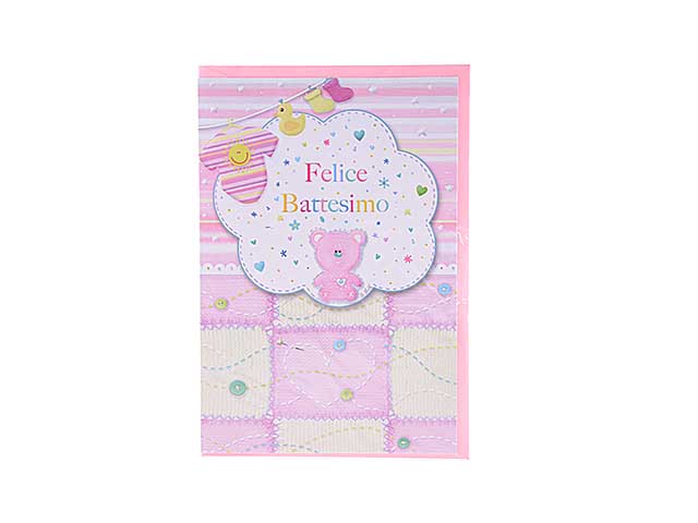 biglietto battesimo rosa 9x9x31 cm