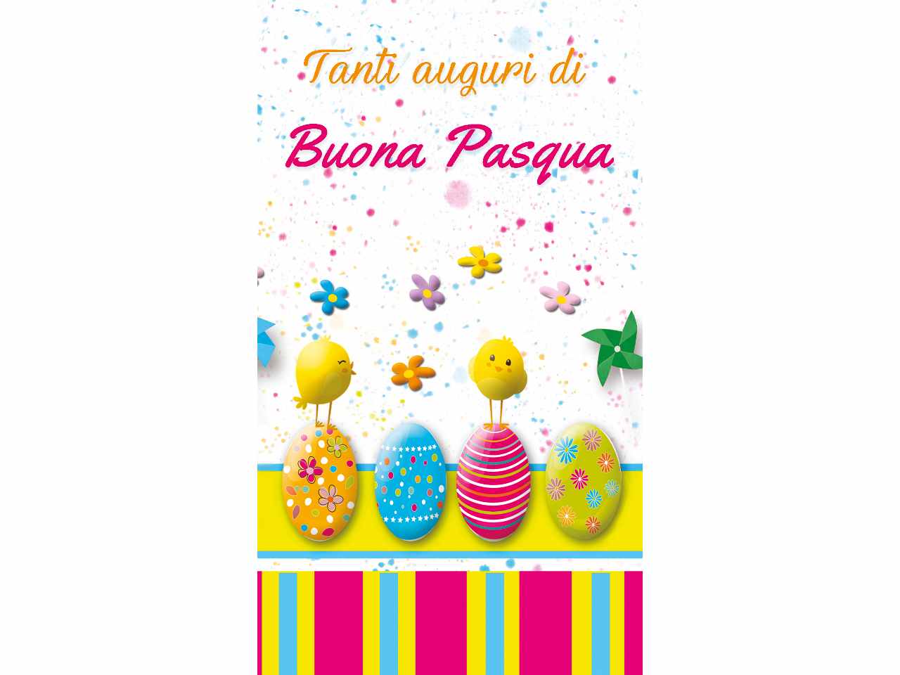 Biglietto buona pasqua midi con 4 uova in basso
