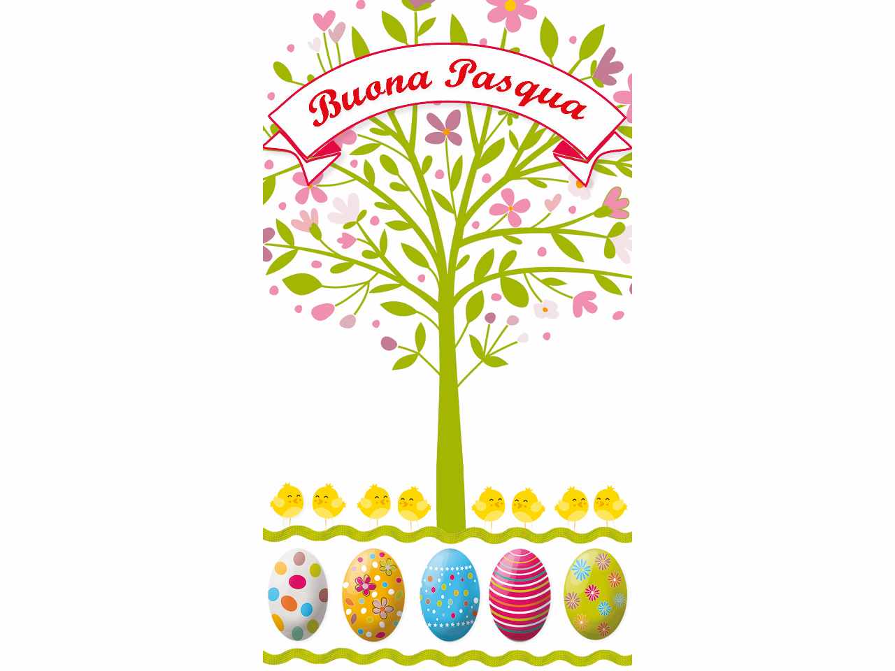 Biglietto buona pasqua midi con albero