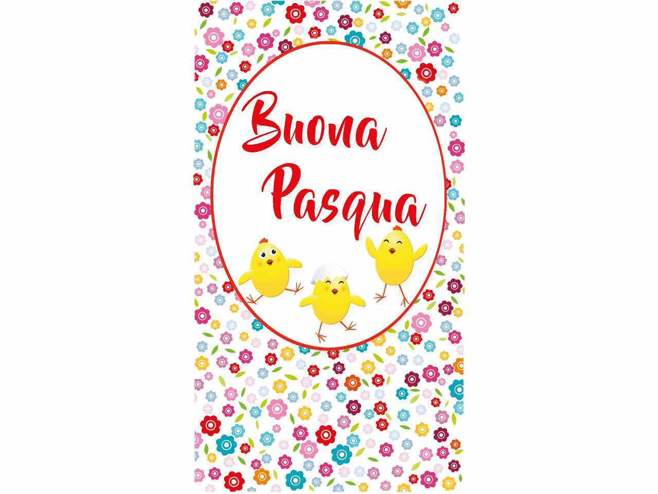 Biglietto buona pasqua midi con 3 pulcini