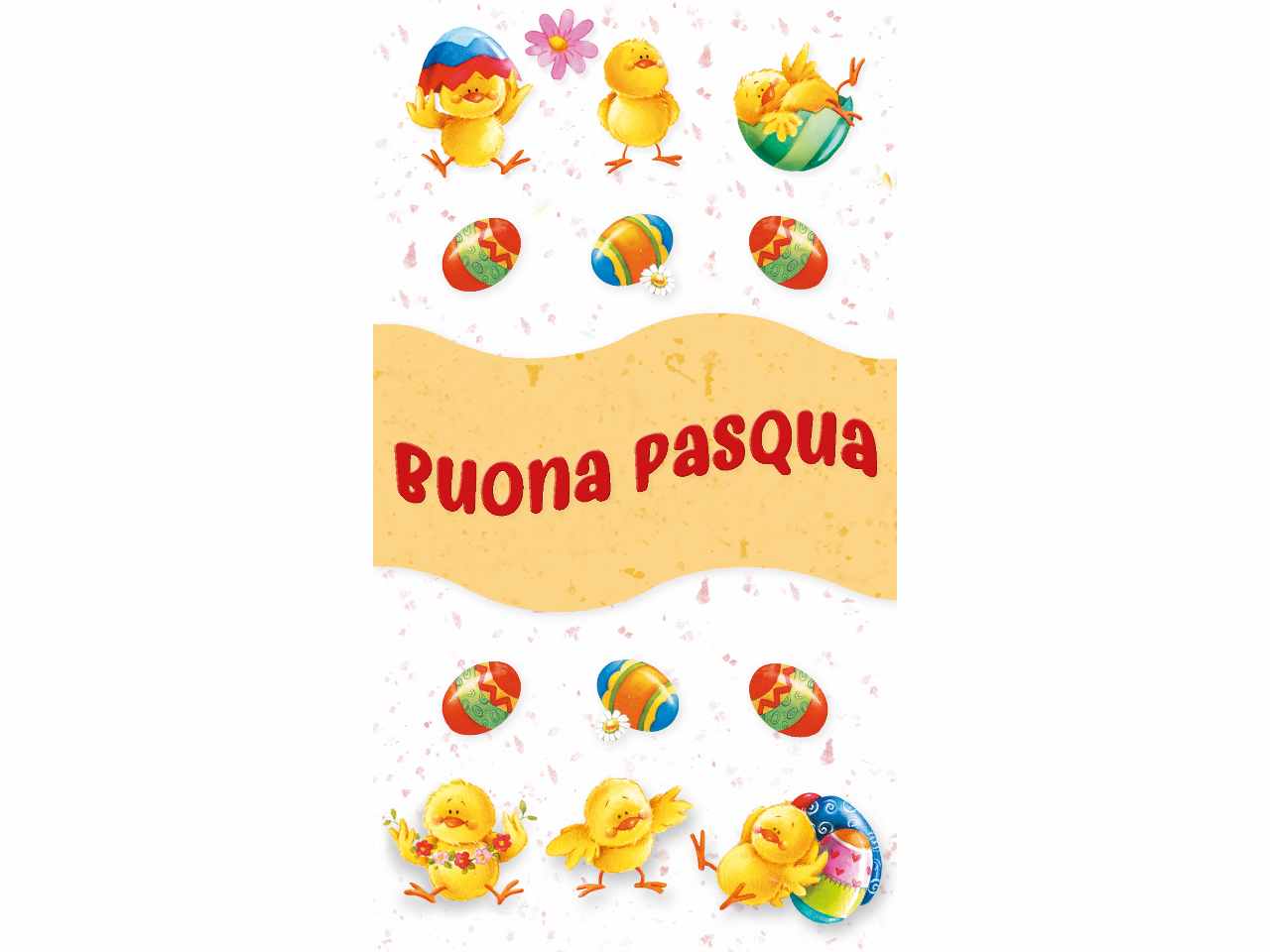 Biglietto buona pasqua midi con pulcini e uova