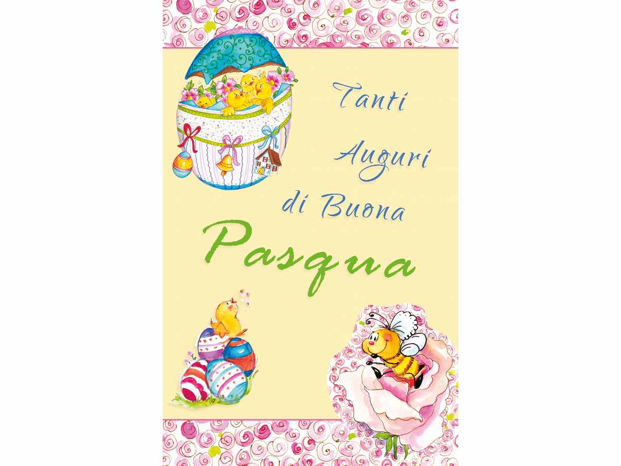 Biglietto buona pasqua mini con sfondo giallo