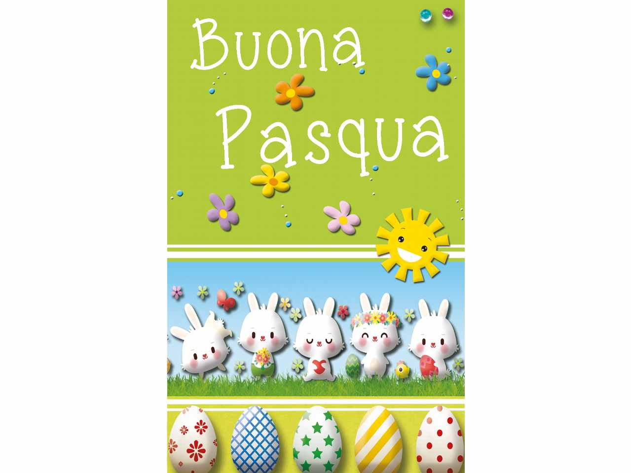Biglietto buona pasqua mini con coniglietti