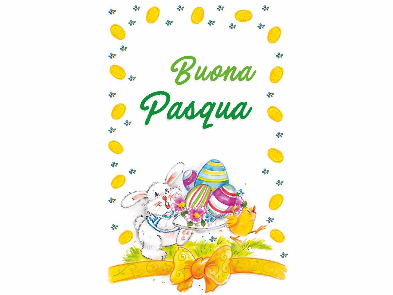Biglietto buona pasqua mini coniglio con uova