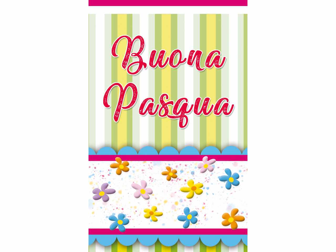 Biglietto buona pasqua mini con fascia fiorita