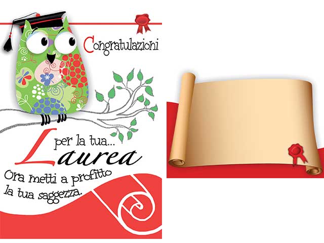 Biglietto laurea bianco-rosso