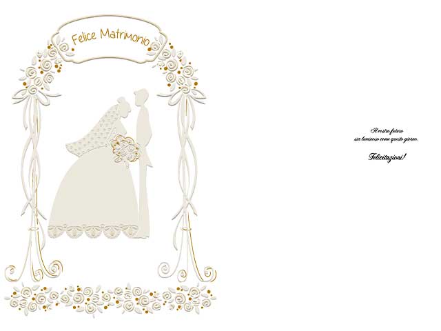 Biglietto per matrimonio bianco con sagoma sposi 5x42x25 cm