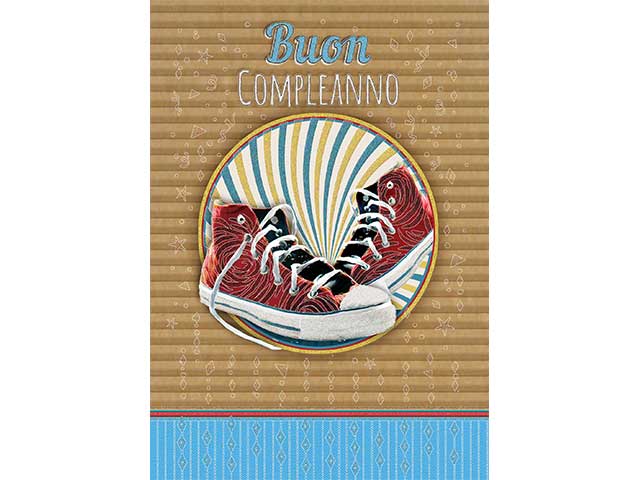 Biglietto auguri con disegno scarpe marrone