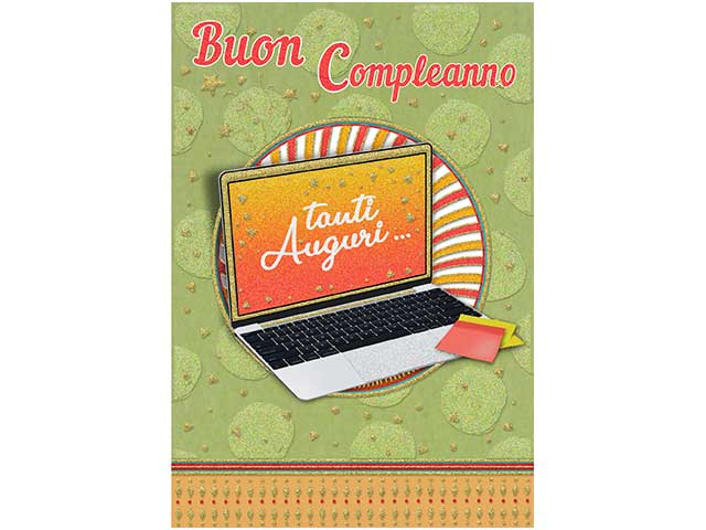 Biglietto auguri con disegno pc verde