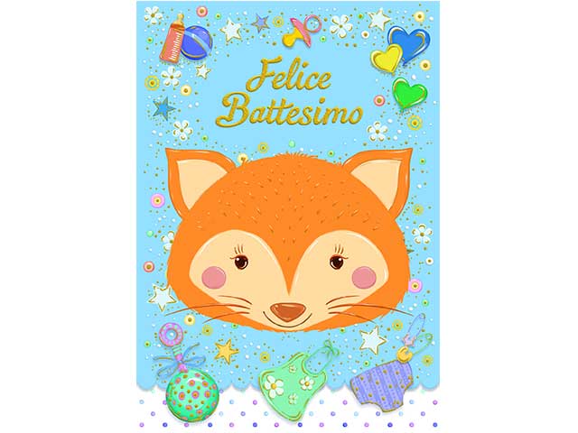 Biglietto auguri  battesimo azzurro