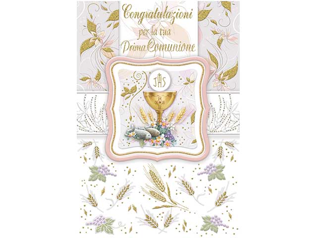 Biglietto auguri comunione porta soldi multicolor 12x18 cm