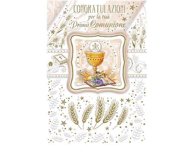 Biglietto auguri prima comunione porta soldi multicolor 12x18 cm