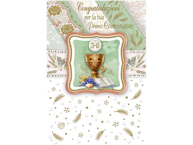 Biglietto auguri comunione porta soldi multicolor 12x18 cm