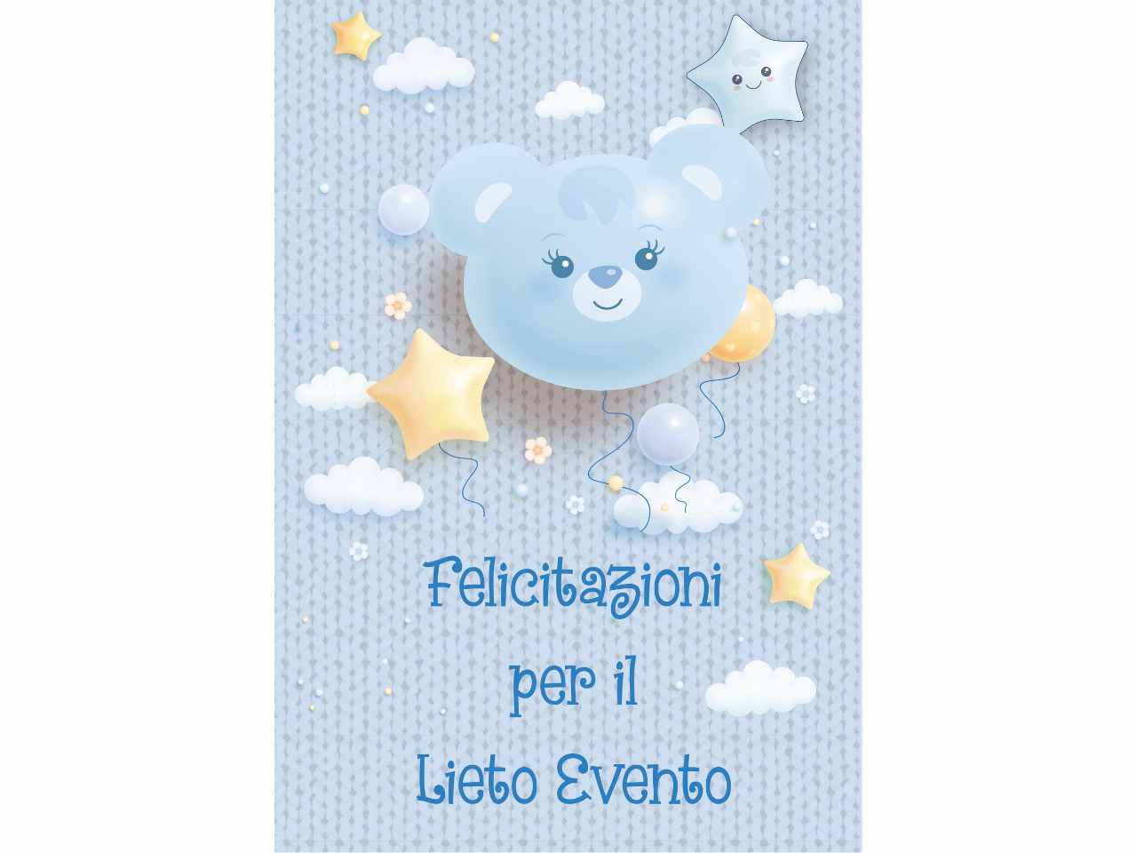 Biglietto auguri per lieto evento colore azzurro