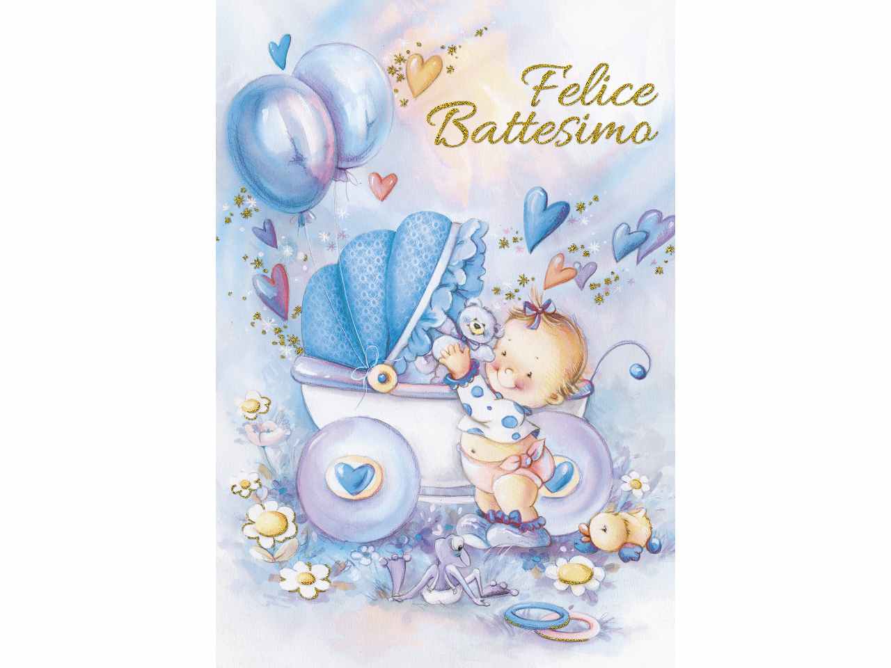 Biglietto auguri battesimo con scritta felice battesimo