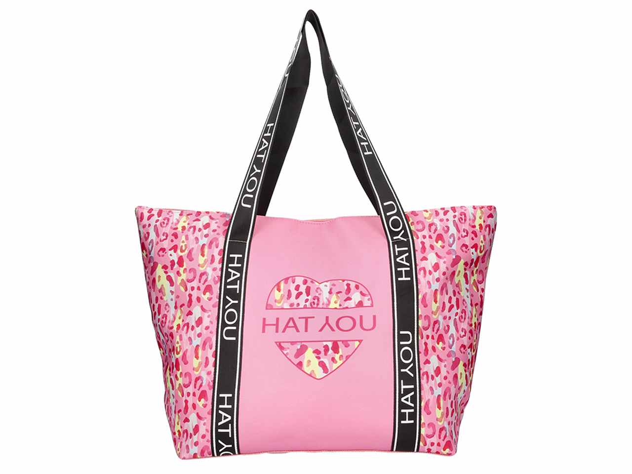 Borsa mare con grossgrain e stampa digitale colore rosa 57x37x17cm