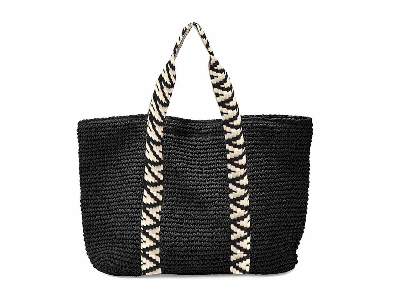 Borsa in carta intrecciata con manico fantasia colore nero 52x41x15cm