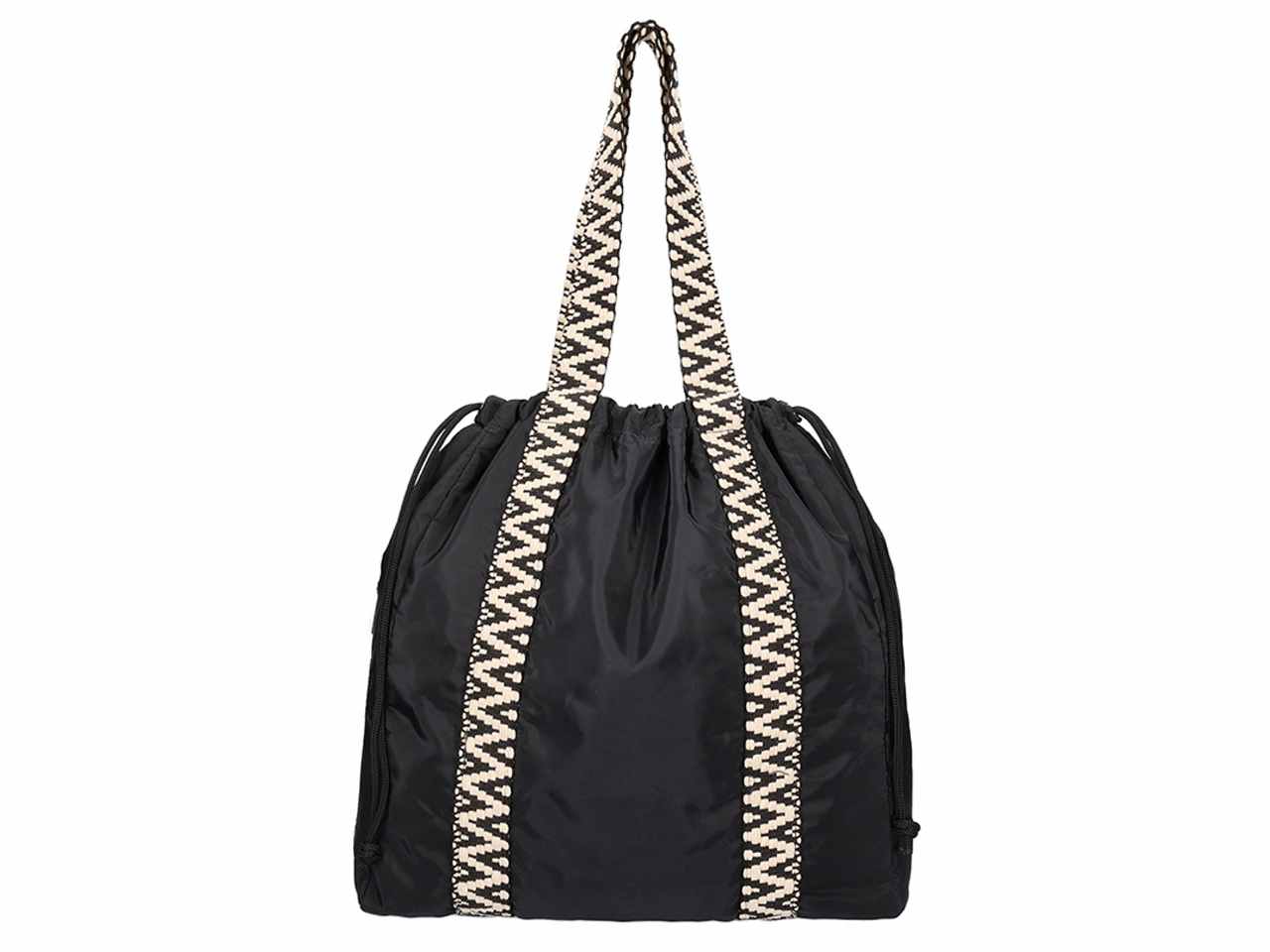 Borsa/zaino con coulisse e nastro fantasia colore nero 40x43x15cm