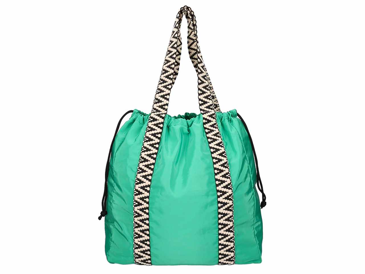 Borsa/zaino con coulisse e nastro fantasia colore verde 40x43x15cm