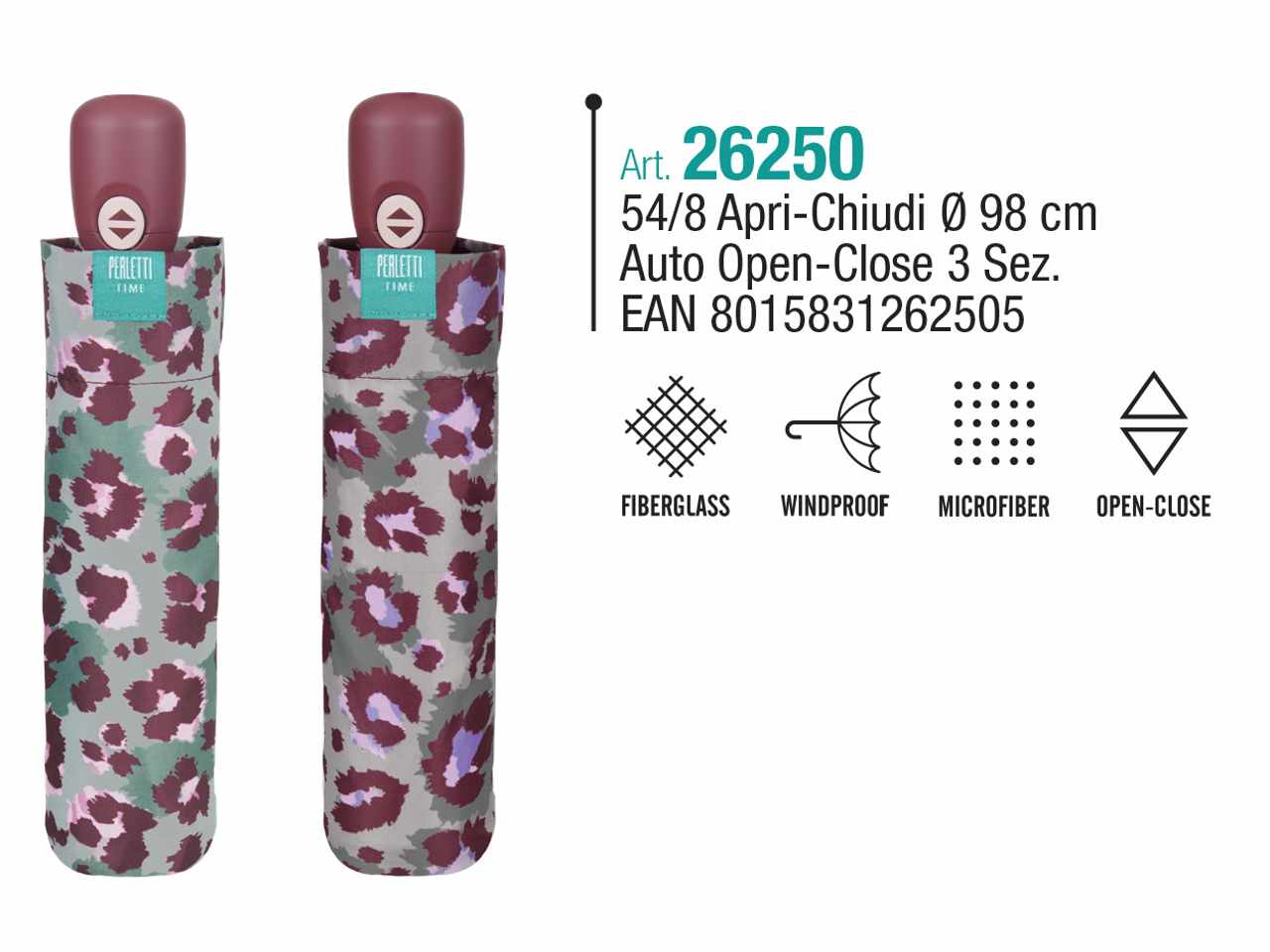 Ombrello donna mini a/c aut.leopardato 26250