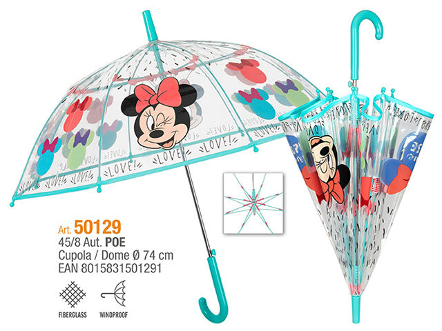 Ombrello minnie aut.45cm cupola poe 50129