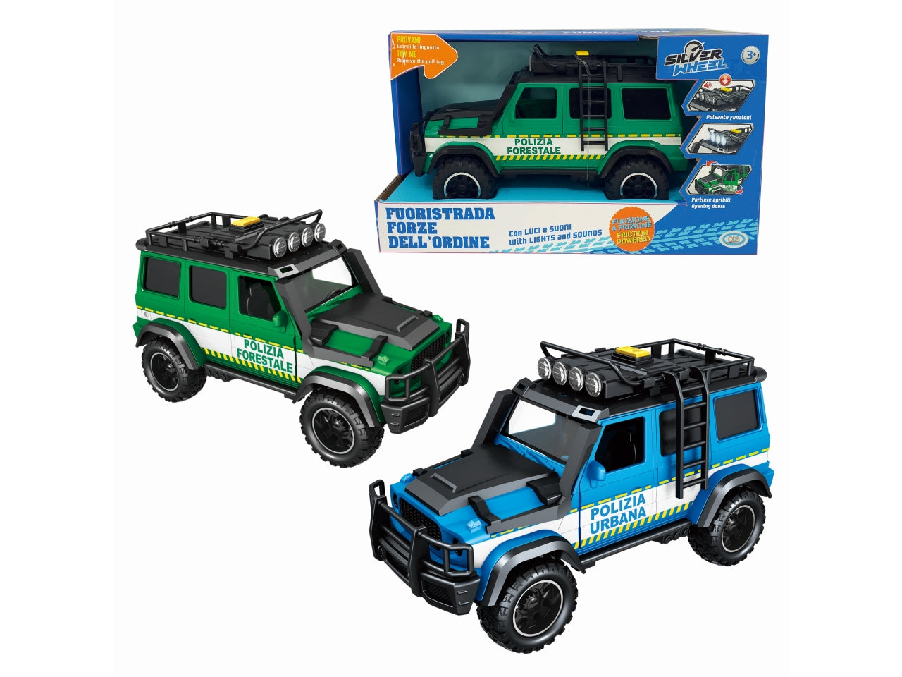 Silver wheel - fuoristrada forze dell'ordine con luci e suoni