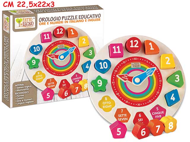 Orologio puzzle educativo in legno 40545