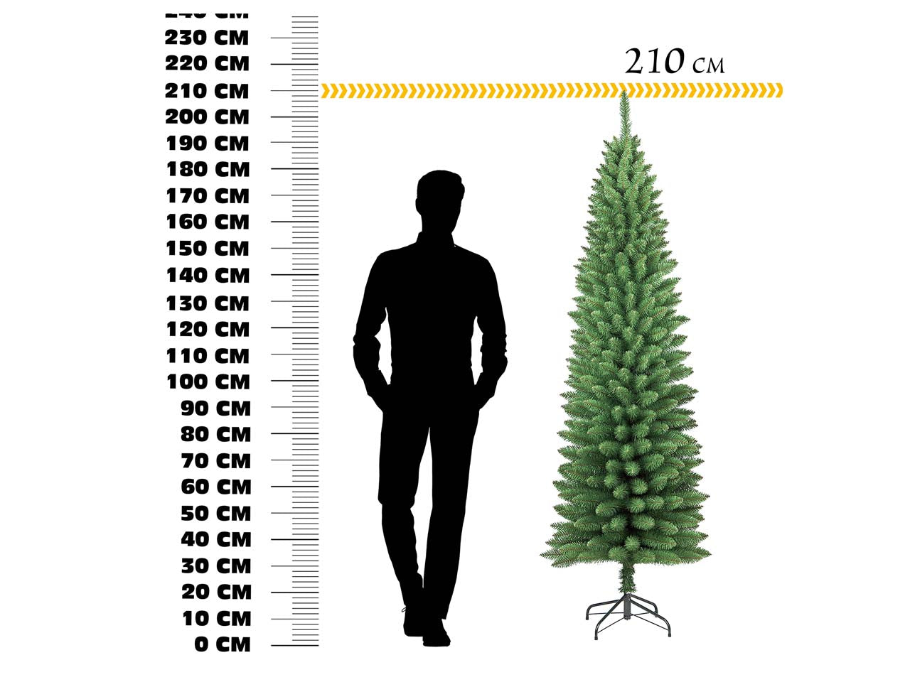 Albero di natale slim deluxe penicel 210cm 442 rami diametro 60cm
