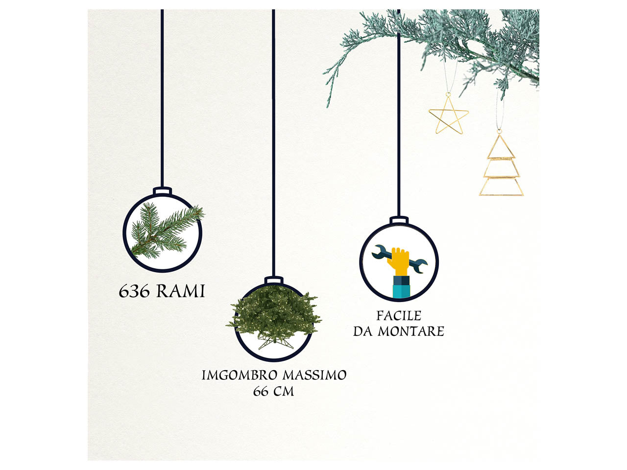 Albero di natale slim deluxe penicel 270cm 636 rami diametro 66cm