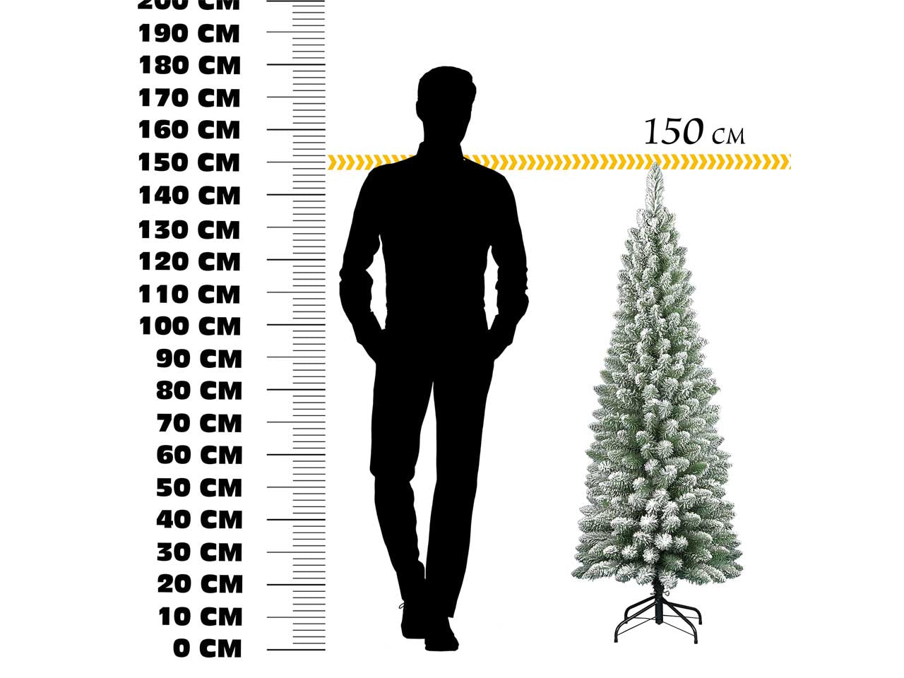 Albero di natale slim deluxe penicel innevato 150cm 278 rami diametro 50cm