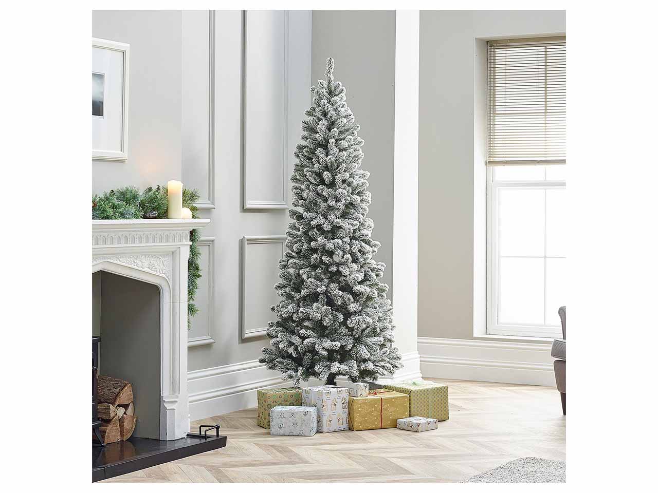 Albero di natale slim deluxe penicel innevato 150cm 278 rami diametro 50cm