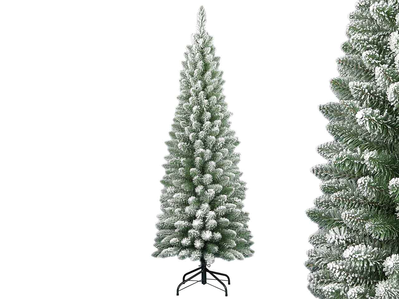Albero di natale slim deluxe penicel innevato 240cm 505 rami diametro 66cm