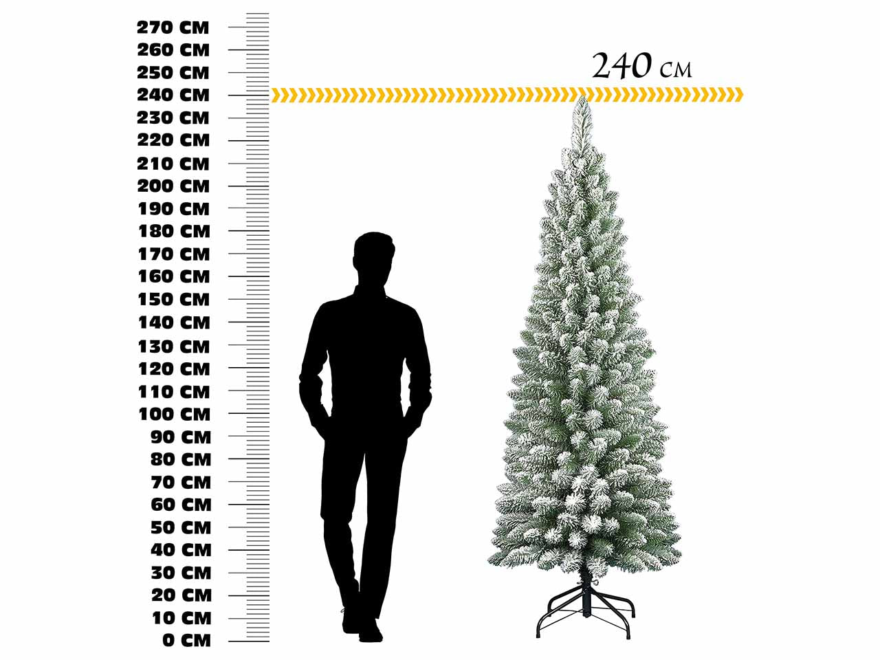 Albero di natale slim deluxe penicel innevato 240cm 505 rami diametro 66cm