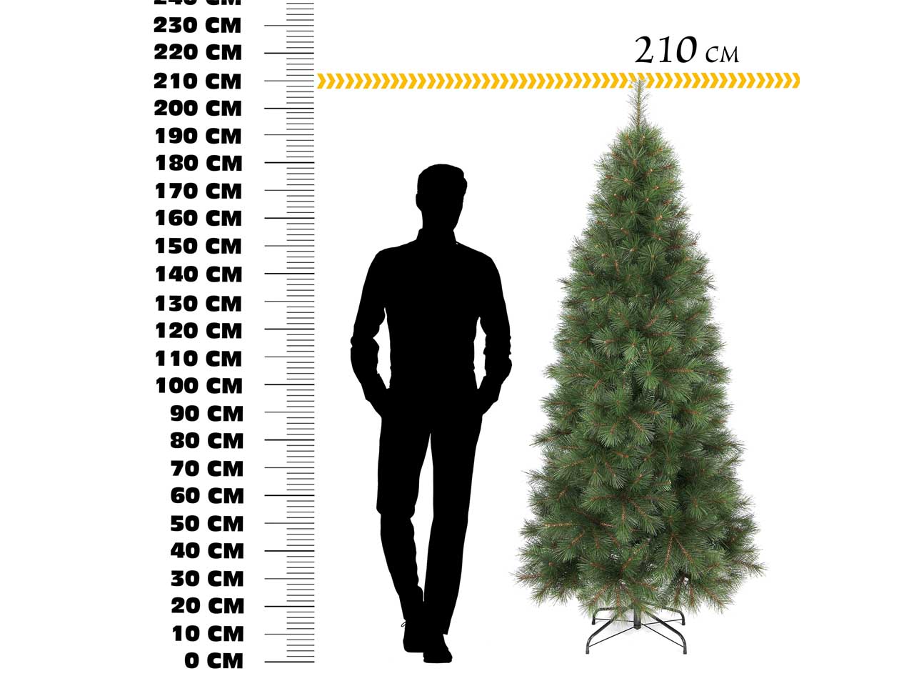 Albero di natale slim montana 210cm 656 rami diametro 96cm