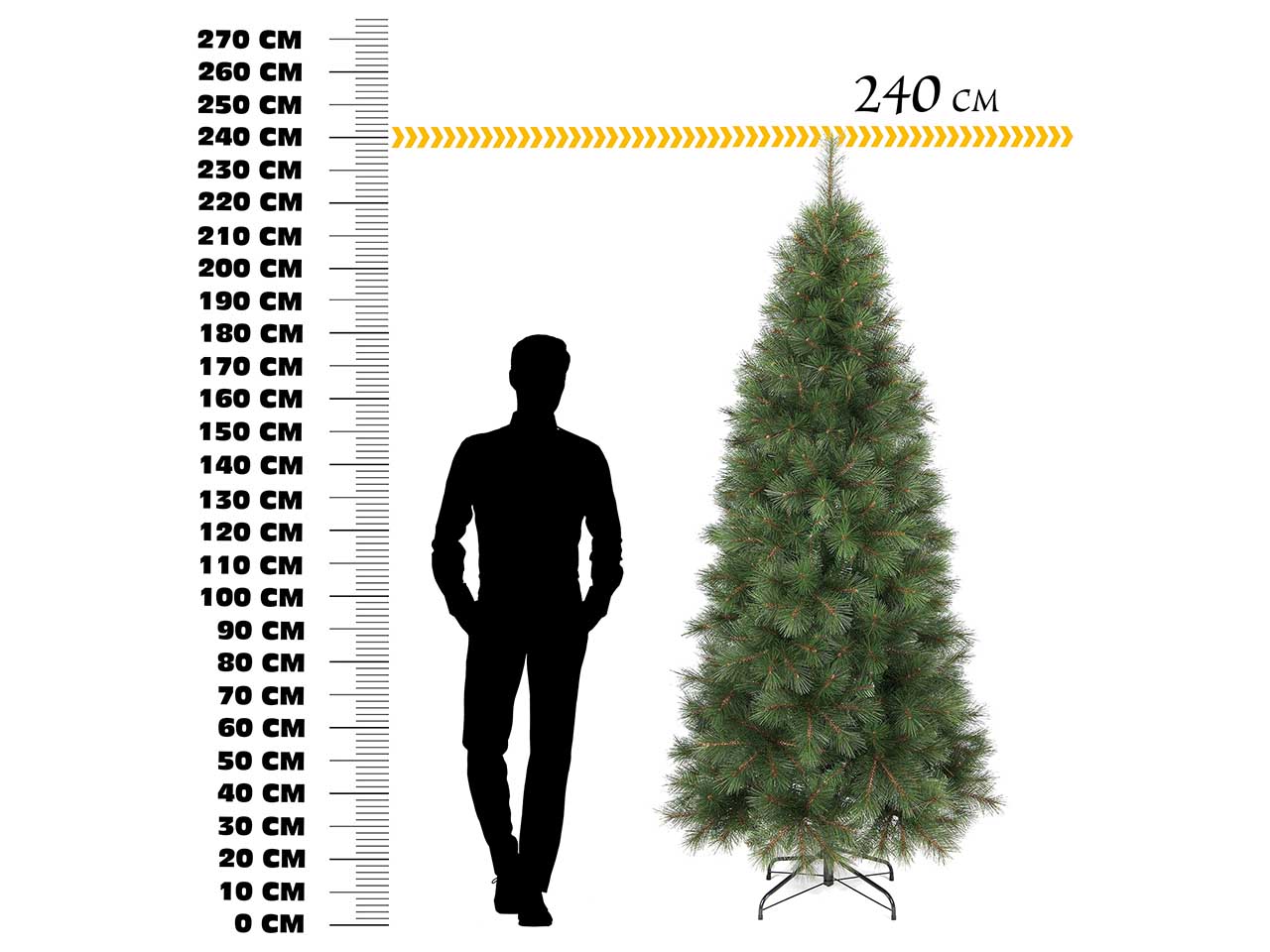 Albero di natale slim montana 240cm 910 rami diametro 109cm