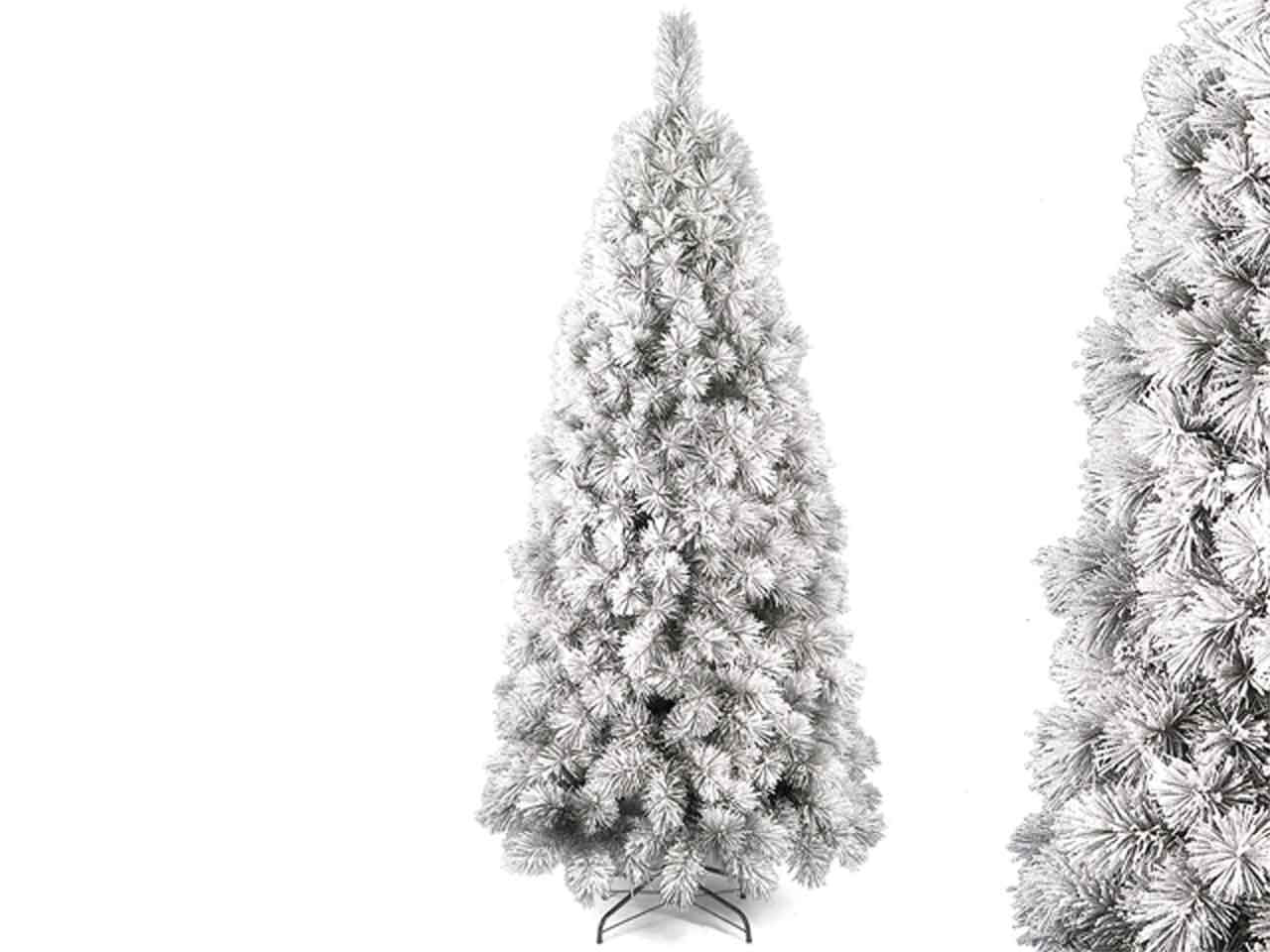 Albero di natale slim montana innevato 210cm 656 rami diametro 96cm