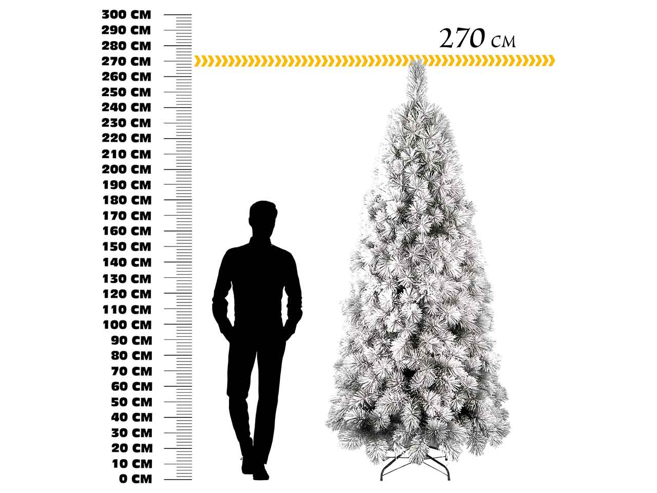 Albero di natale slim montana innevato 270cm 1227 rami diametro 124cm