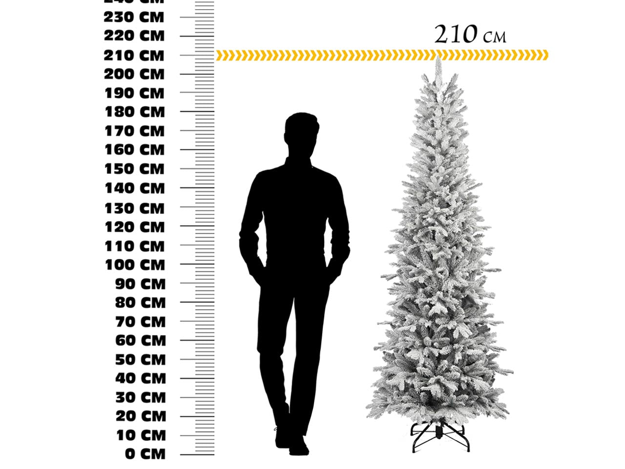 Albero di natale monviso innevato 210cm 651 rami diametro 81cm