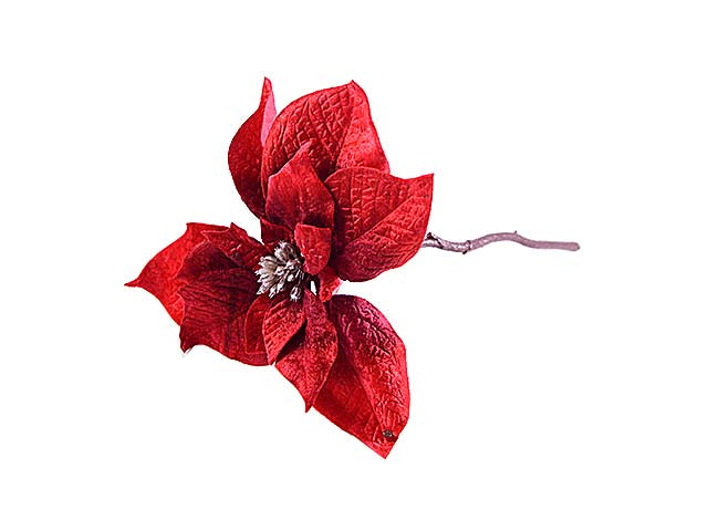 pick poinsettia velluto rossa 33cm n18671