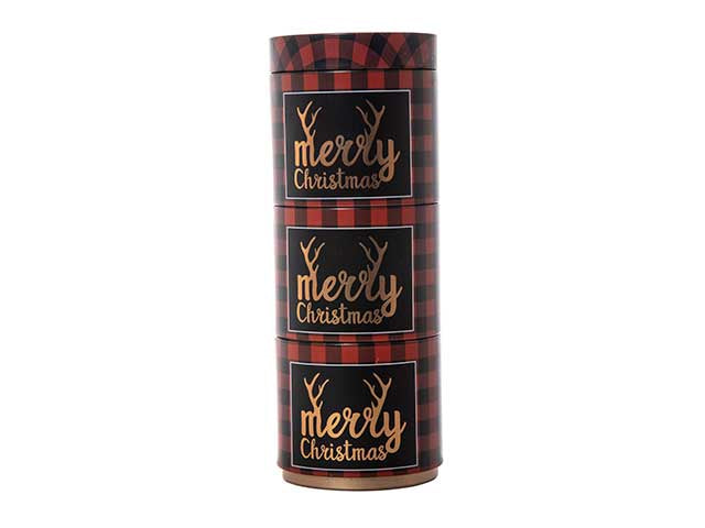 L.merry xmas barattolo latta 3 pezzi n23807